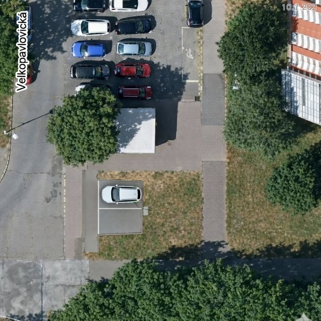Plánovaná nabíjecí stanice na ulici Velkopavlovická