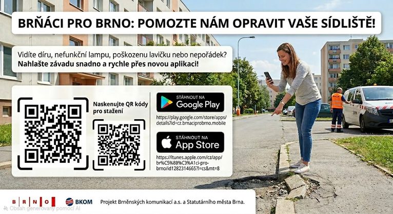 Aplikace Brňáci pro Brno - návod na hlášení závad na Vinohradech