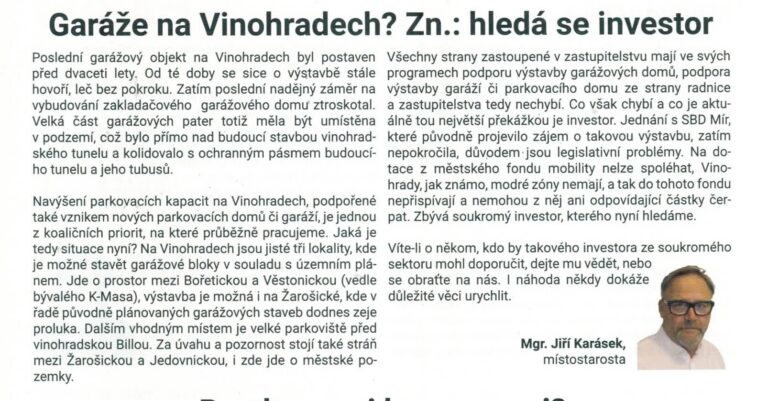 Parkovací domy na Vinohradech: Fakta místo fám před volbami